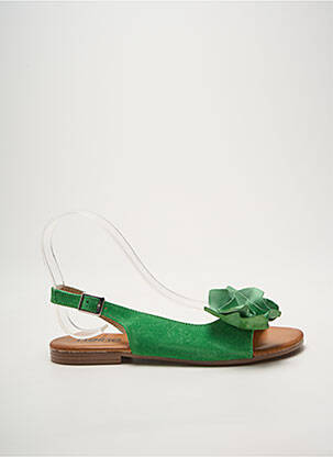 Sandales/nu pieds chiquet talon plat jusqu'à 3cm vert HEINE femme