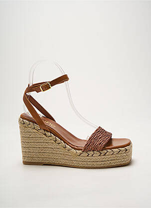 Espadrilles tissage satiné talon haut de 10cm et plus marron HEINE femme