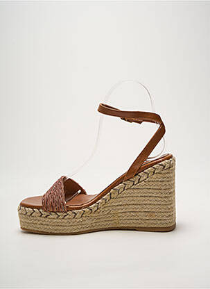 Espadrilles tissage satiné talon haut de 10cm et plus marron HEINE femme