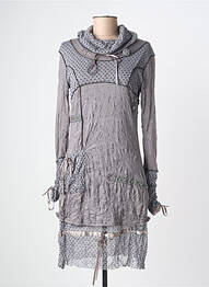 Robe mi-longue manches longues manches longues gris CAMAGE femme