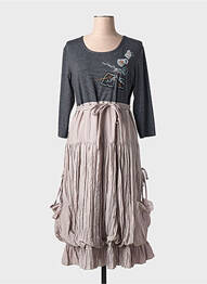 Robe mi-longue manches longues manches longues gris CAMAGE femme
