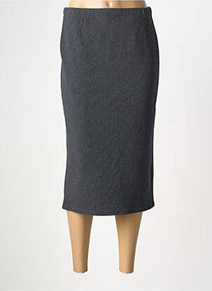 Jupe mi-longue stretch noir QUATRE VINGT JOURS femme