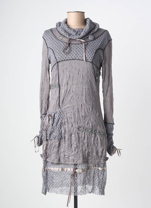 Robe mi-longue manches longues manches longues gris CAMAGE femme