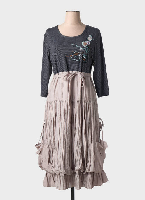 Robe mi-longue manches longues manches longues gris CAMAGE femme