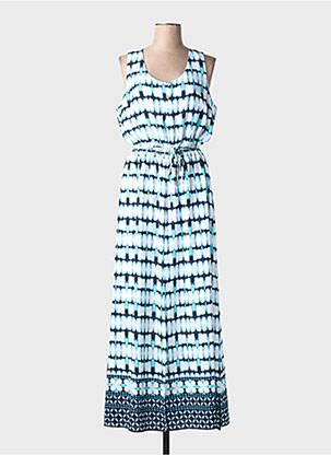 Robe longue imprimé fantaisie sans manche bleu JOSEPH RIBKOFF femme