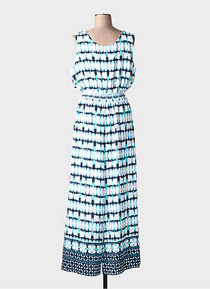 Robe longue imprimé fantaisie sans manche bleu JOSEPH RIBKOFF femme
