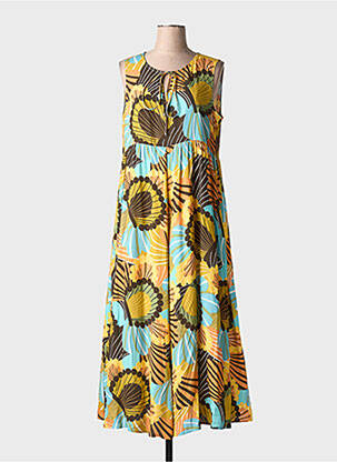 Robe longue imprimé fantaisie sans manche jaune DIANA GALLESI femme
