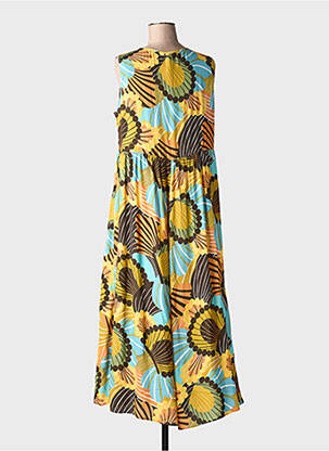 Robe longue imprimé fantaisie sans manche jaune DIANA GALLESI femme