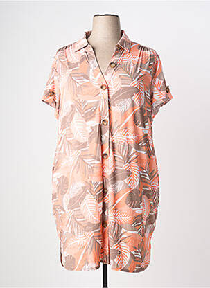 Robe mi-longue imprimé fantaisie manches courtes orange MARBLE femme