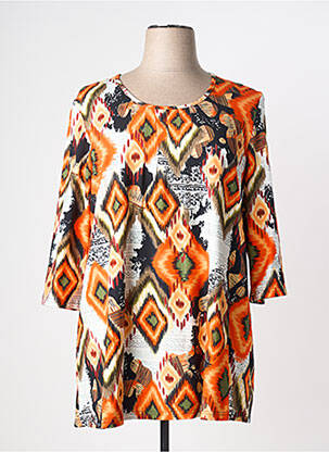 T-shirt manches 3/4 manches 3/4 orange CHALOU femme