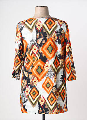 T-shirt manches 3/4 manches 3/4 orange CHALOU femme