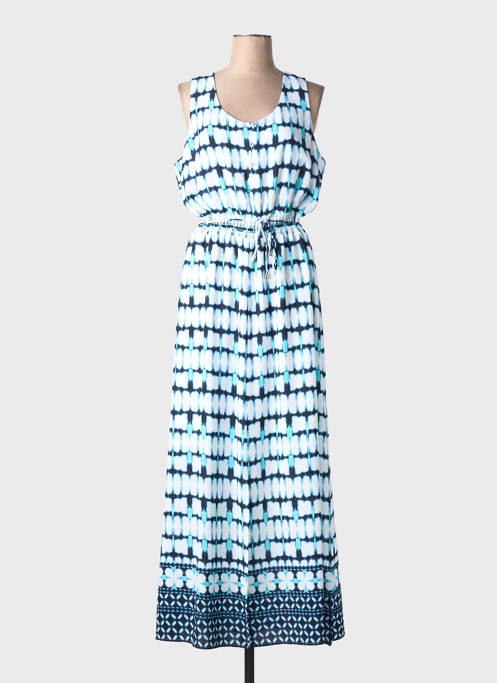 Robe longue imprimé fantaisie sans manche bleu JOSEPH RIBKOFF femme