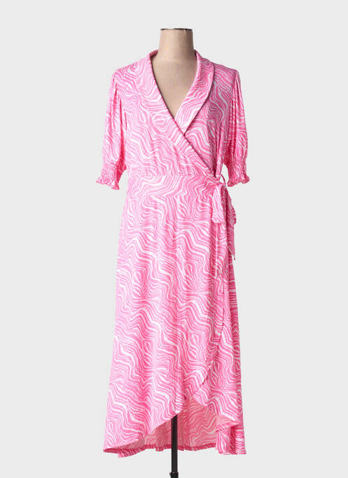 Robe longue imprimé fantaisie manches courtes rose MARBLE femme