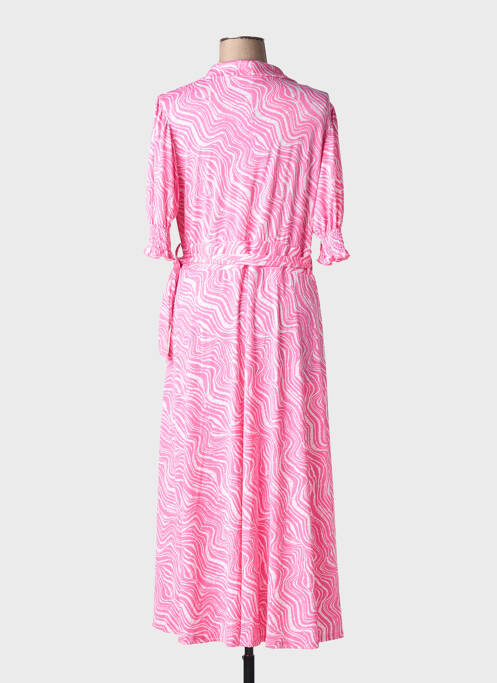 Robe longue imprimé fantaisie manches courtes rose MARBLE femme
