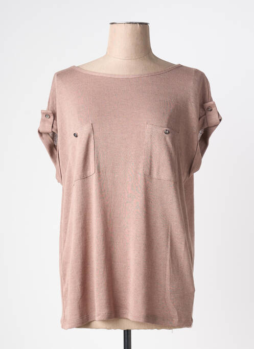 T-shirt coupe droite manches courtes marron MARBLE femme