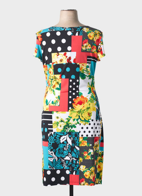 Robe mi-longue imprimé fantaisie manches courtes noir JOSEPH RIBKOFF femme
