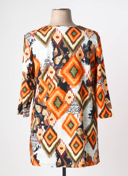 T-shirt imprimé fantaisie manches 3/4 orange CHALOU femme