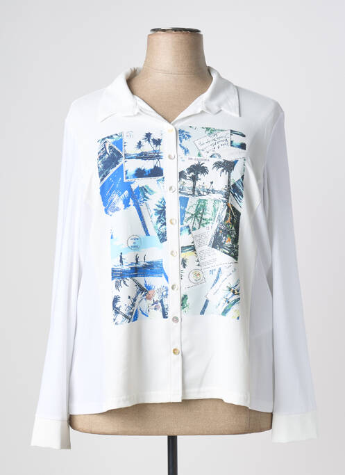 Chemisier imprimé fantaisie manches longues blanc JOSEPH RIBKOFF femme