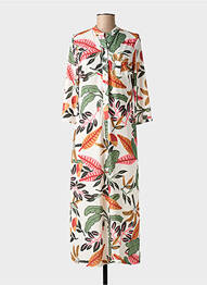 Robe longue imprimé fleurs manches 3/4 vert FUEGO WOMAN femme