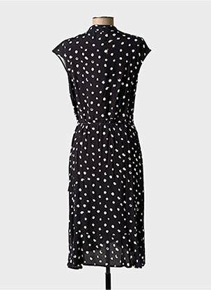 Robe mi-longue tissage crêpe manches courtes noir ANANKE femme