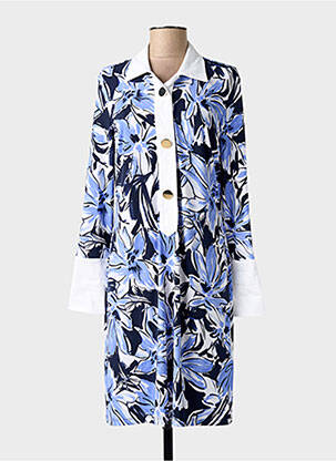 Robe mi-longue imprimé fleurs manches longues bleu JOSEPH RIBKOFF femme