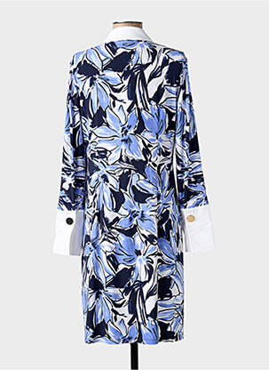 Robe mi-longue imprimé fleurs manches longues bleu JOSEPH RIBKOFF femme