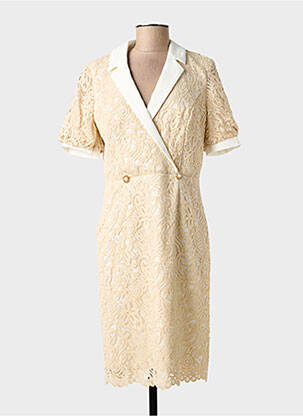 Robe mi-longue manches courtes manches courtes beige LINEA RAFFAELLI femme