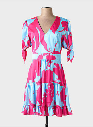 Robe courte fermeture zippée au dos manches courtes bleu LINEA RAFFAELLI femme