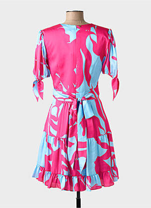 Robe courte fermeture zippée au dos manches courtes bleu LINEA RAFFAELLI femme