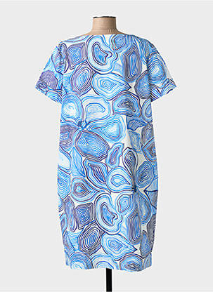 Robe mi-longue imprimé fantaisie manches courtes bleu DIANA GALLESI femme