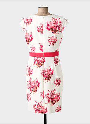 Robe mi-longue imprimé fleurs manches courtes rose LINEA RAFFAELLI femme
