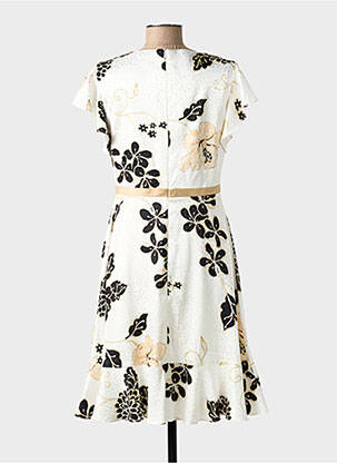 Robe mi-longue imprimé fleurs manches courtes beige LINEA RAFFAELLI femme