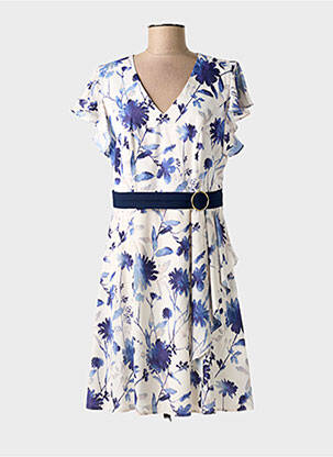 Robe mi-longue imprimé fleurs manches courtes violet LINEA RAFFAELLI femme
