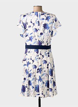 Robe mi-longue imprimé fleurs manches courtes violet LINEA RAFFAELLI femme