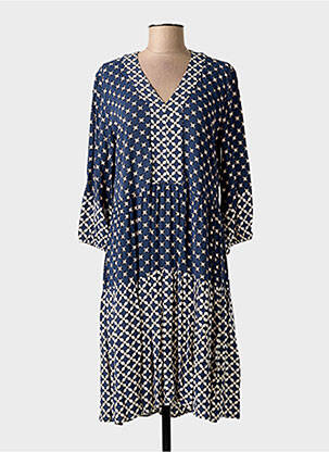 Robe mi-longue coupe fluide manches 3/4 bleu GERRY WEBER femme