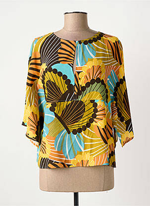 Blouse imprimé fleurs manches 3/4 jaune DIANA GALLESI femme