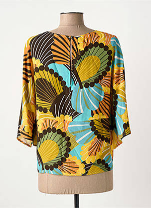 Blouse imprimé fleurs manches 3/4 jaune DIANA GALLESI femme