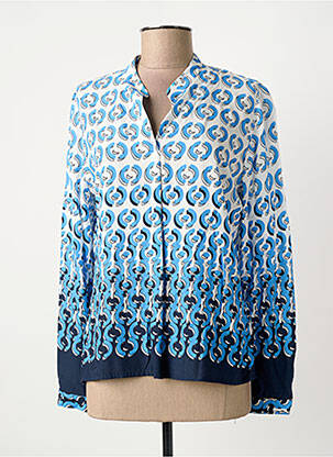 Blouse tissage popeline manches longues bleu SOMMERMANN femme