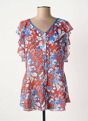 Tunique manches courtes légère et transparente bleu FUEGO WOMAN femme