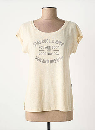 T-shirt sérigraphie avec strass manches courtes beige ANANKE femme