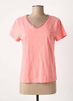 T-shirt col v manches courtes rose ANANKE femme