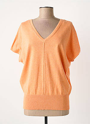 Pull tissage chiné manches courtes orange MARBLE femme