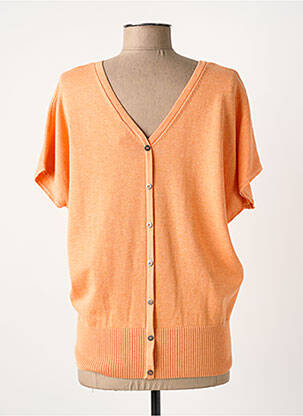 Pull tissage chiné manches courtes orange MARBLE femme