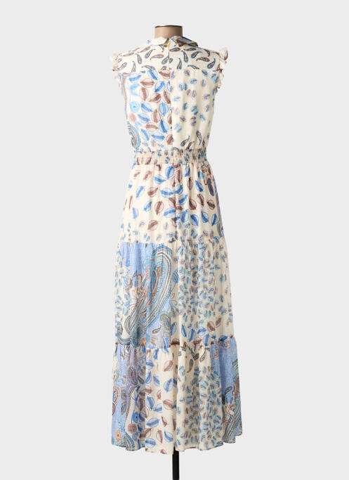 Robe longue imprimé fantaisie manches courtes bleu RAFFAELLI femme