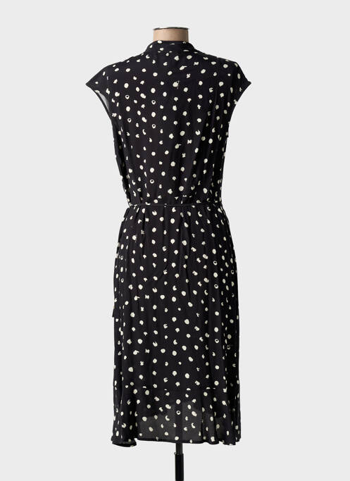 Robe mi-longue tissage crêpe manches courtes noir ANANKE femme
