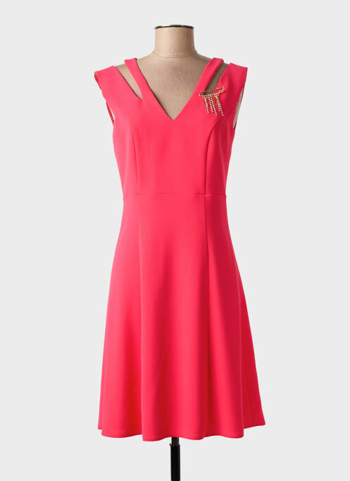Robe mi-longue tissage crêpe sans manche rose LINEA RAFFAELLI femme