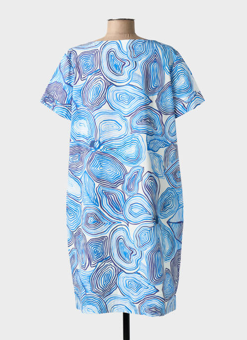Robe mi-longue imprimé fantaisie manches courtes bleu DIANA GALLESI femme