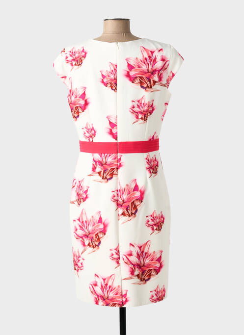 Robe mi-longue imprimé fleurs manches courtes rose LINEA RAFFAELLI femme