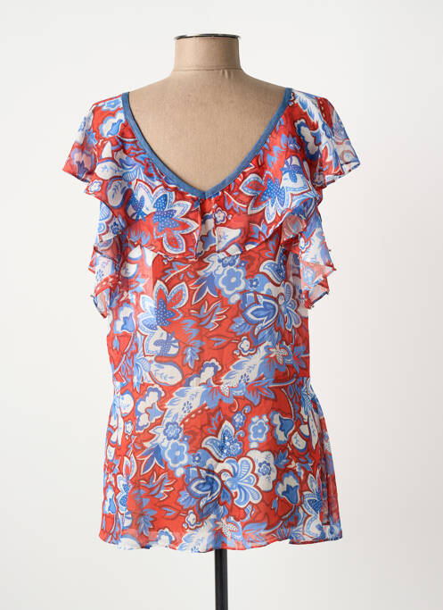 Tunique manches courtes légère et transparente bleu FUEGO WOMAN femme