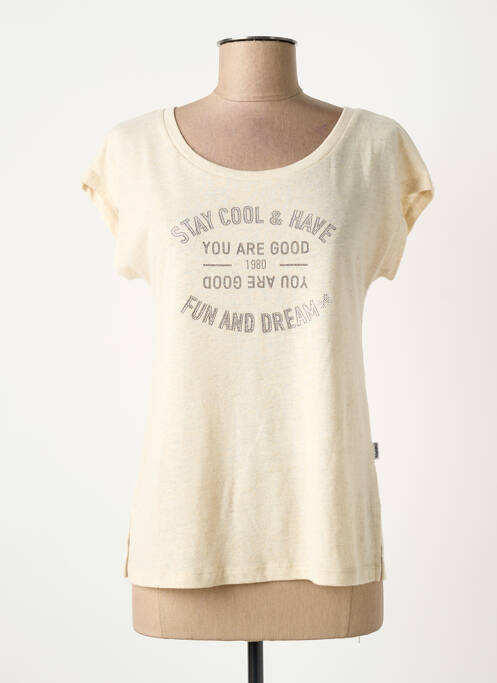 T-shirt sérigraphie avec strass manches courtes beige ANANKE femme